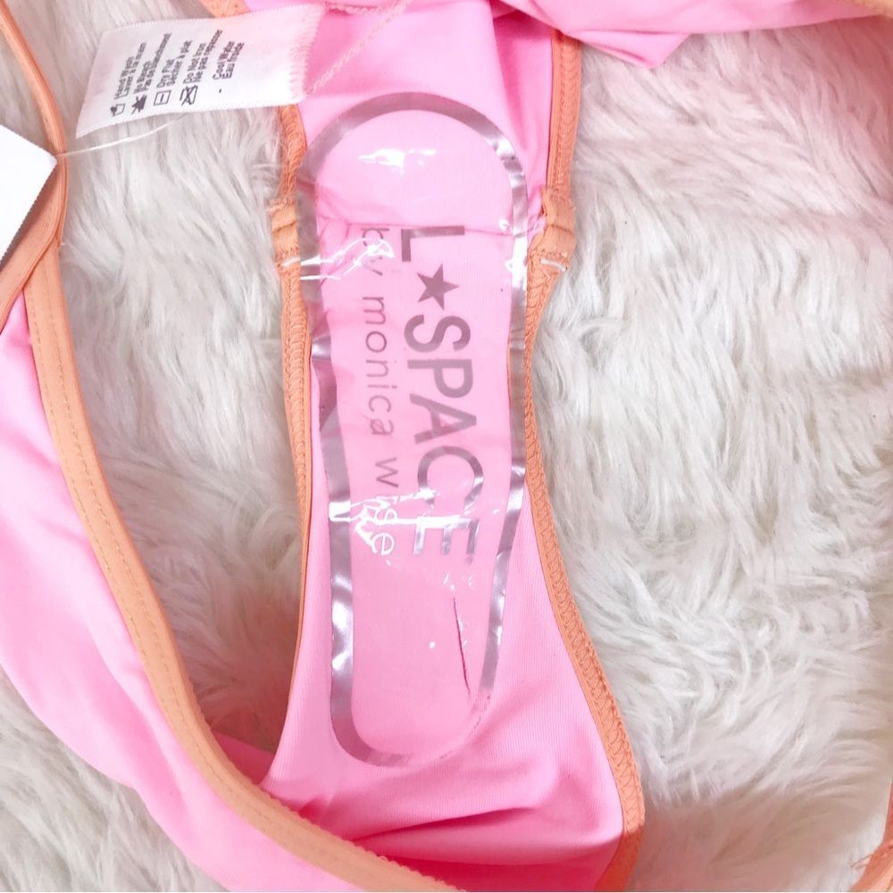 L*SPACE Tommy Pink Orange Cheeky String Bikini Bottom Teeny Size Large New‎ - Picture 8 of 11